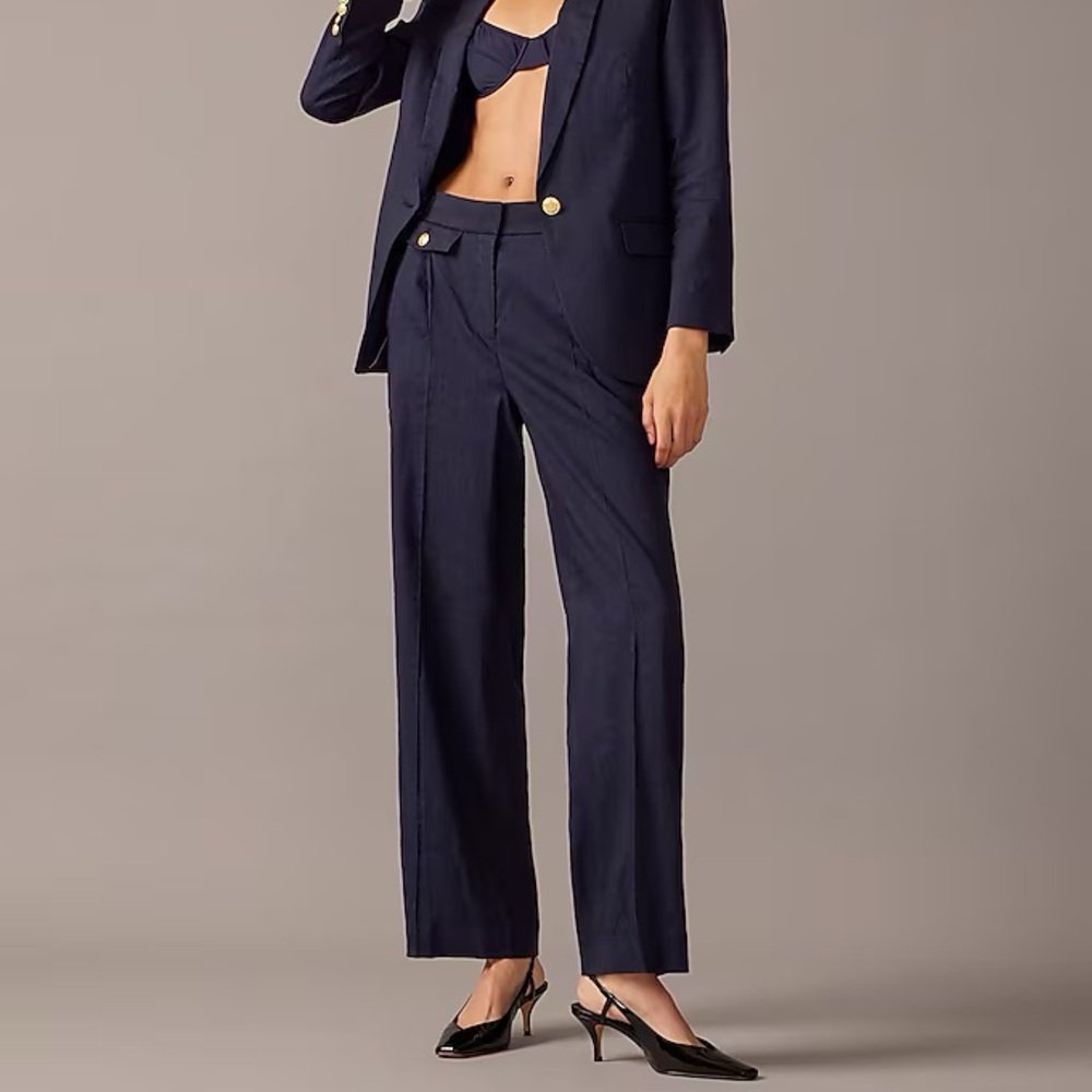 J.Crew Italian Linen Blend Gold Tab Trouser